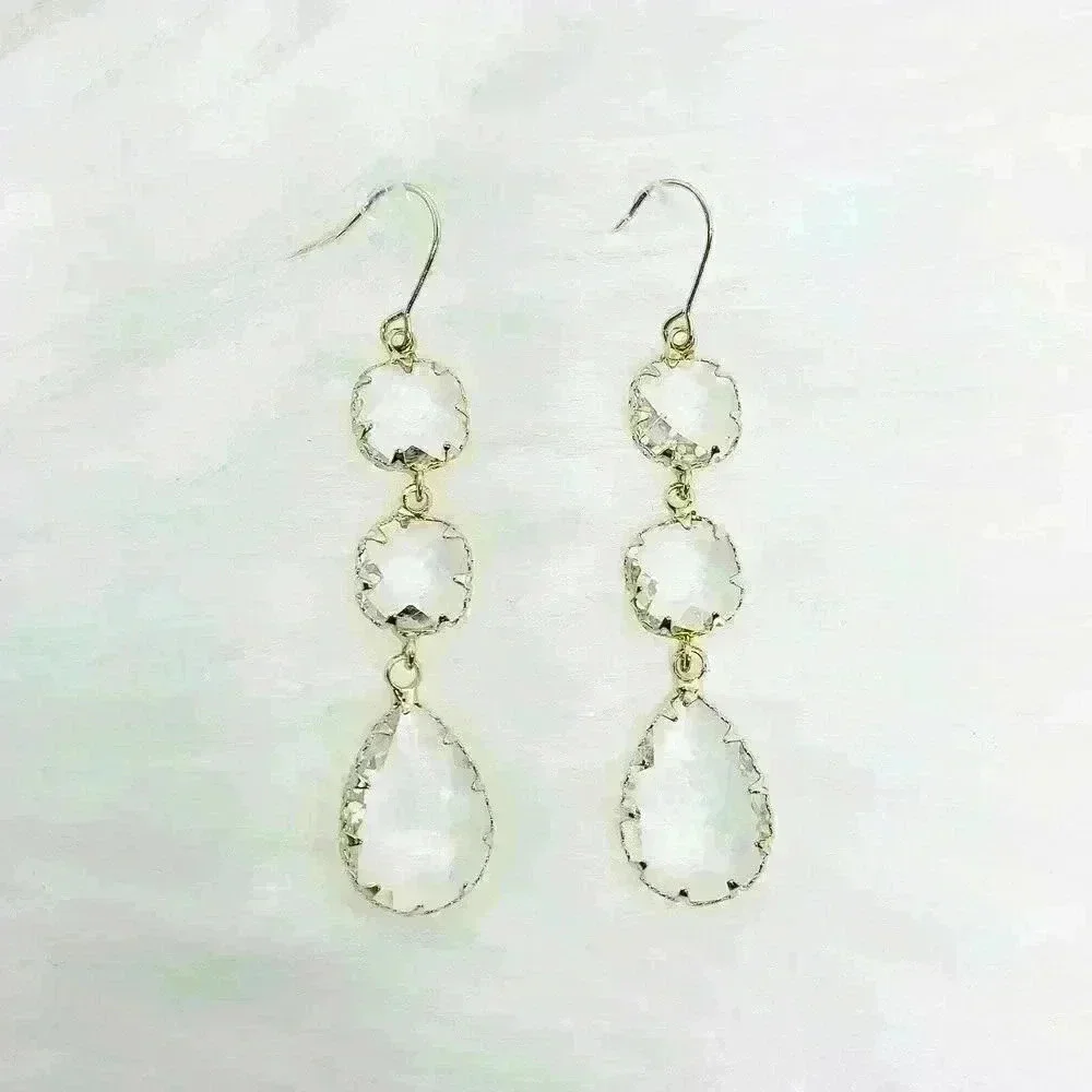 Crystal Clear Dangling Bezel Earrings